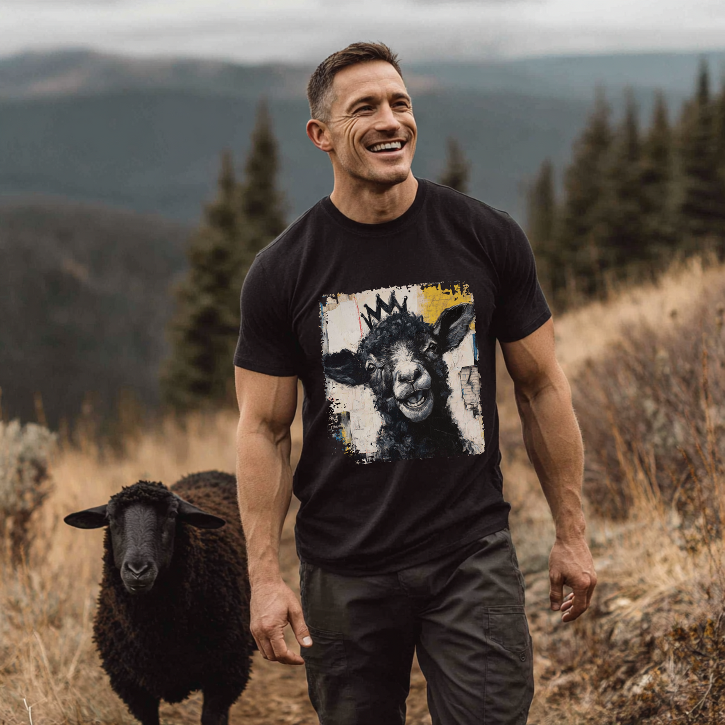 Black Sheep Crowned T-Shirt – Funny Animal Graphic Tee | Crowned & Connected Collection