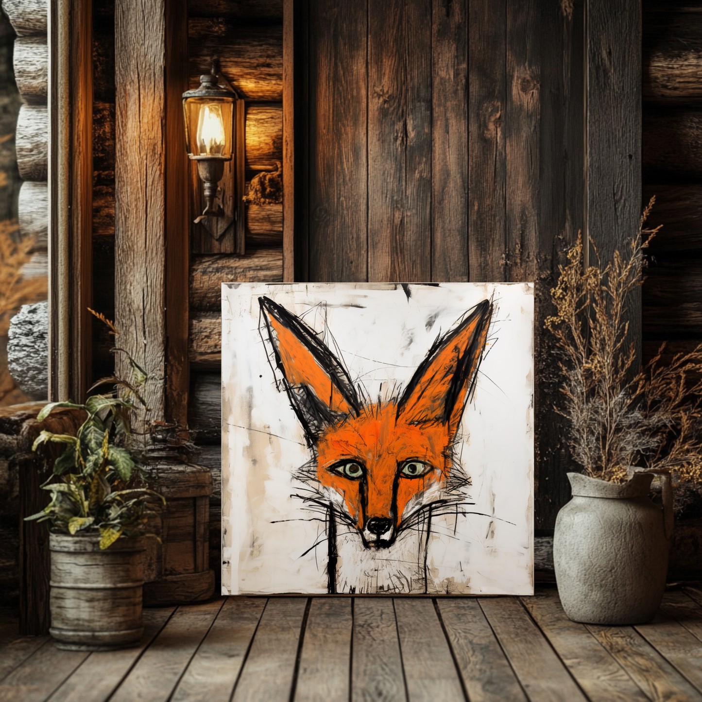 Fiona the Fox, a Bernard Buffet- inspired Canvas