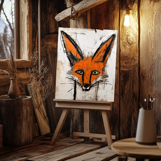 Fiona the Fox, a Bernard Buffet- inspired Canvas