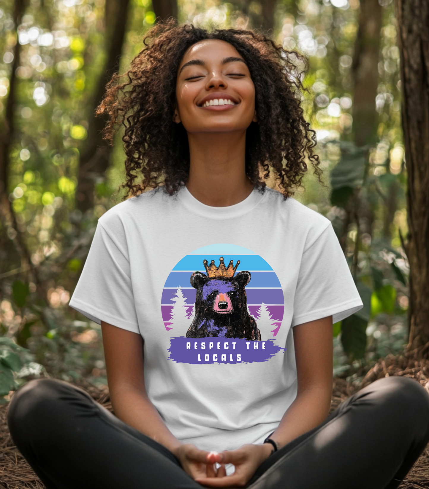 Respect the Locals T Shirt Vibrant Bear Graphic Tee Wildlife Conservation Shirt Nature Lover Gift