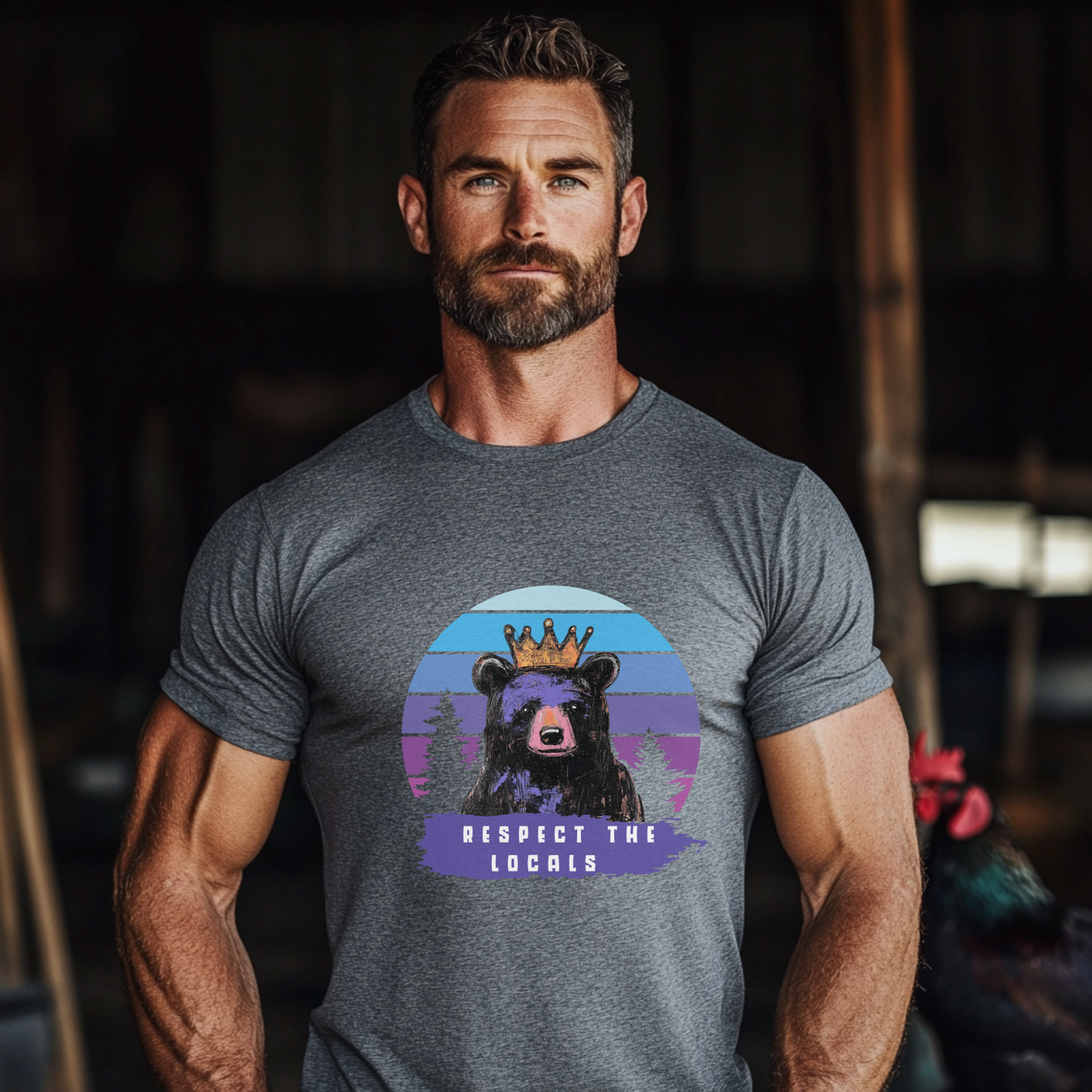 Respect the Locals T Shirt Vibrant Bear Graphic Tee Wildlife Conservation Shirt Nature Lover Gift