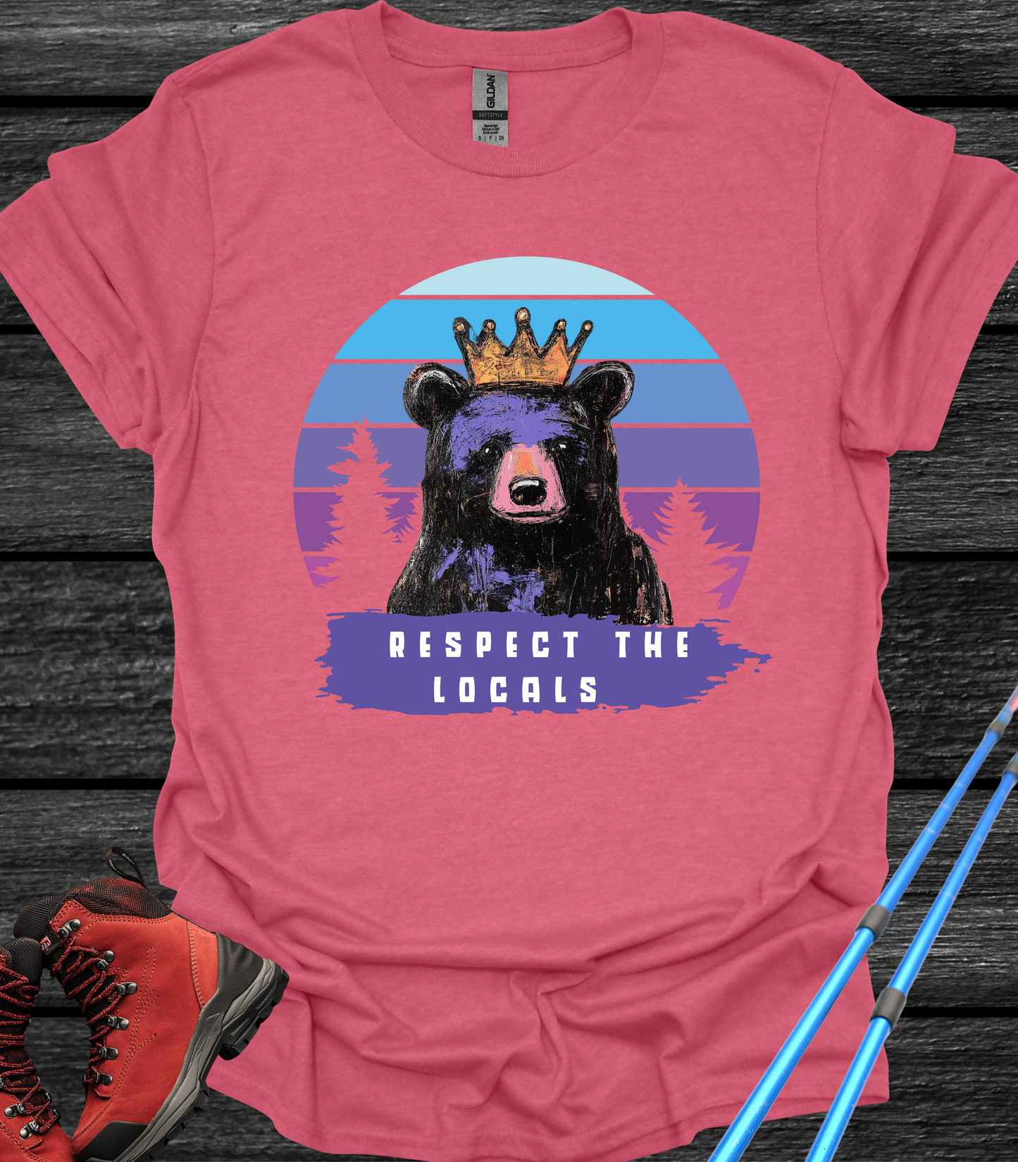 Respect the Locals T Shirt Vibrant Bear Graphic Tee Wildlife Conservation Shirt Nature Lover Gift