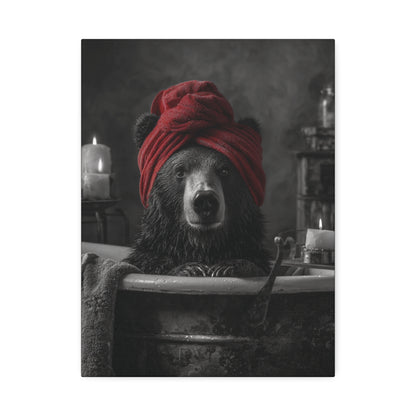 Candlelight & Claws: Cute Bear Canvas Art
