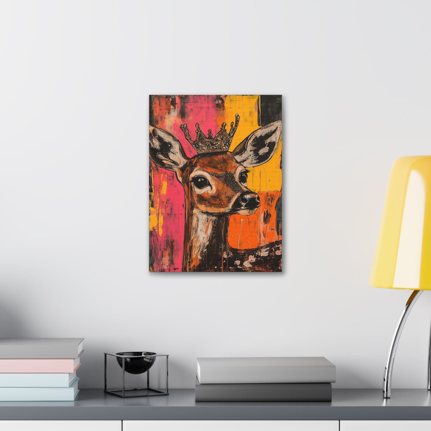 Darla- Whimsical Crowned Deer Canvas Art