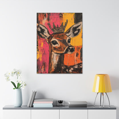 Darla- Whimsical Crowned Deer Canvas Art
