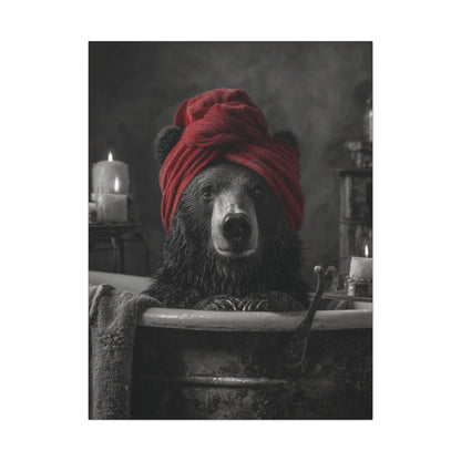 Candlelight & Claws: Cute Bear Canvas Art