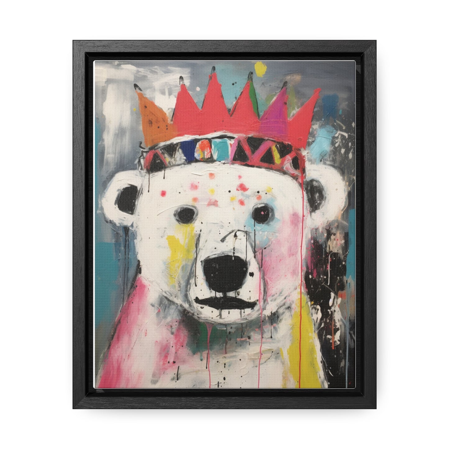 Bearsquiat Polar Bear Canvas Art – Bold, Basquiat-Inspired Street Art