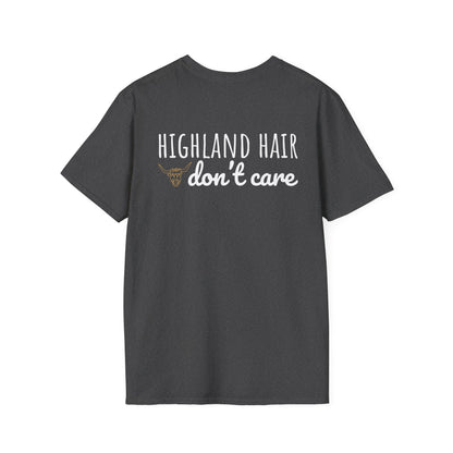 Highland Hair, Don't Care T-Shirt Highland Cow Vibrant Tee/Crowned and Connected Collection