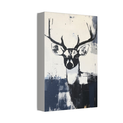 Blue Bonnie | Bold Abstract Deer Canvas Art in Indigo – Moody Wildlife Wall Decor