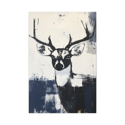 Blue Bonnie | Bold Abstract Deer Canvas Art in Indigo – Moody Wildlife Wall Decor