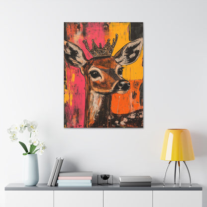 Darla- Whimsical Crowned Deer Canvas Art