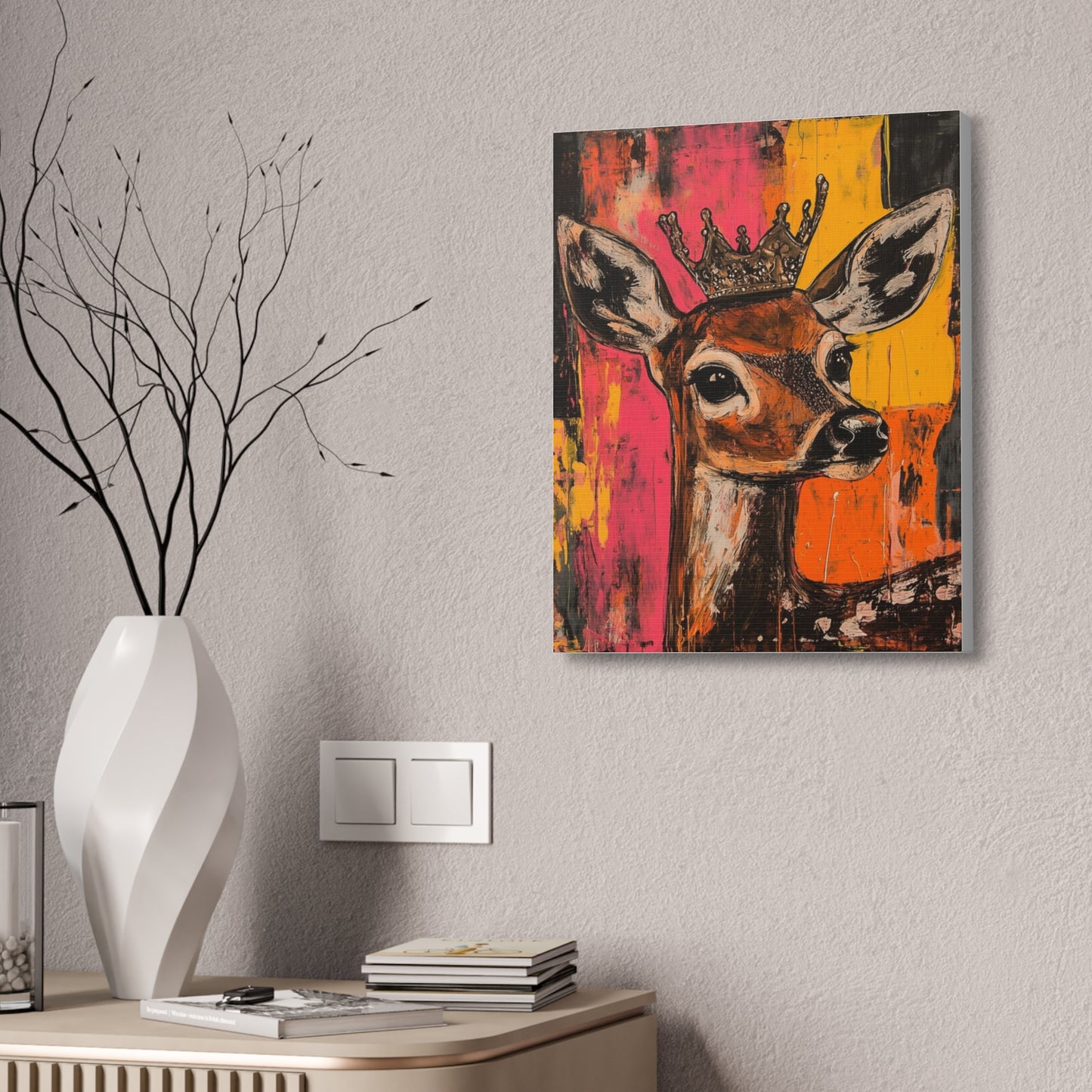Darla- Whimsical Crowned Deer Canvas Art