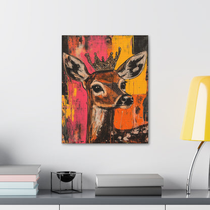 Darla- Whimsical Crowned Deer Canvas Art