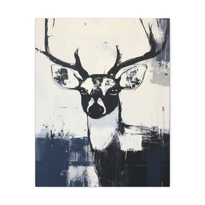 Blue Bonnie | Bold Abstract Deer Canvas Art in Indigo – Moody Wildlife Wall Decor