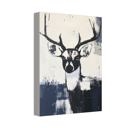 Blue Bonnie | Bold Abstract Deer Canvas Art in Indigo – Moody Wildlife Wall Decor