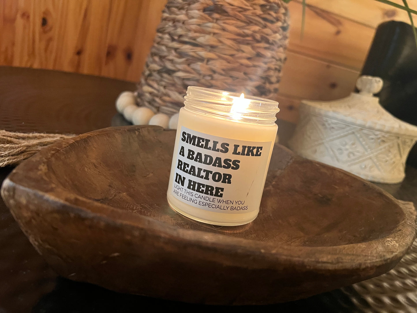 Badass Realtor Candle – Funny Real Estate Gift for Agents, Closings & Open Houses , Soy Candle, 9oz