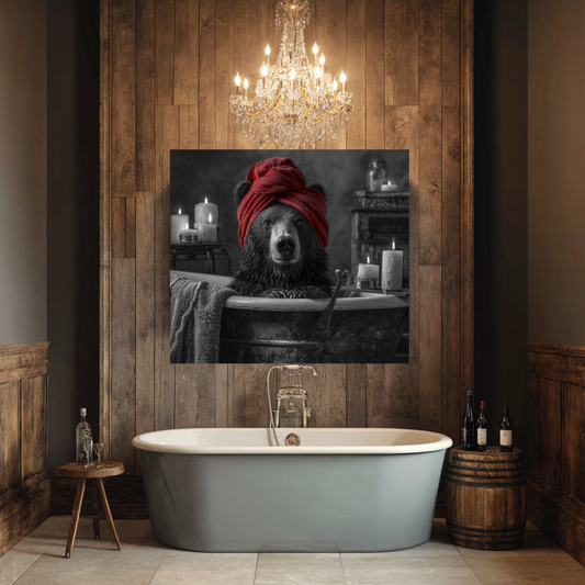 Candlelight & Claws: Cute Bear Canvas Art