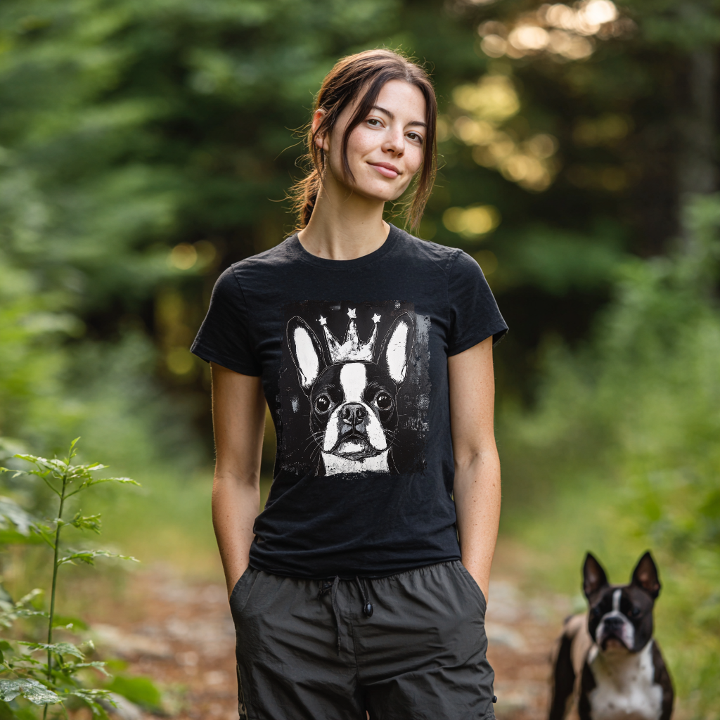 Boston Terrier Crowned T-Shirt – “You’re Not the Boss of Me” Funny Dog Tee