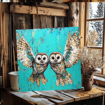 Hoot in a Half Bold Owl Canvas Art