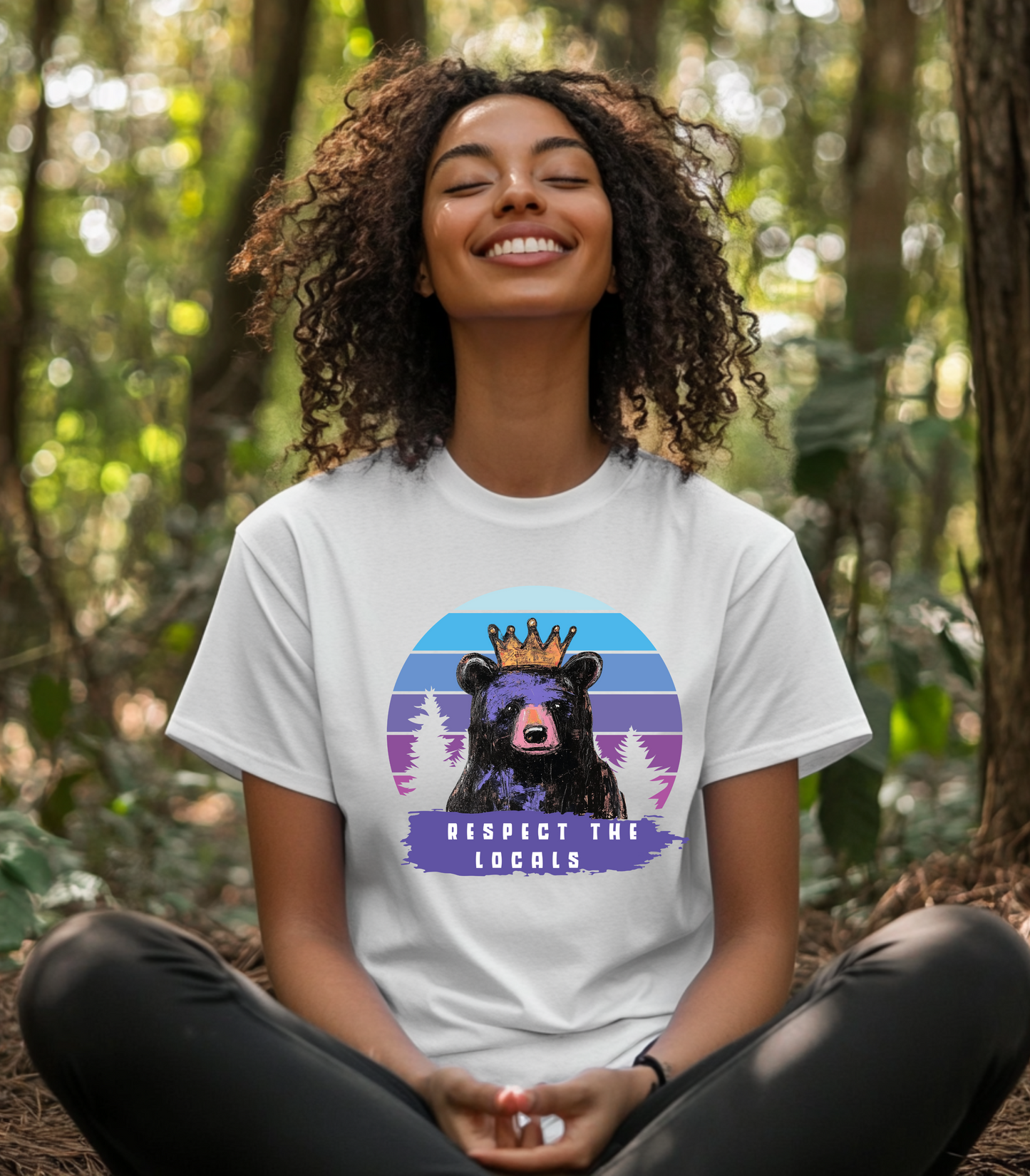 Respect the Locals T Shirt  Vibrant Bear Graphic Tee Wildlife Conservation Shirt  Nature Lover Gift