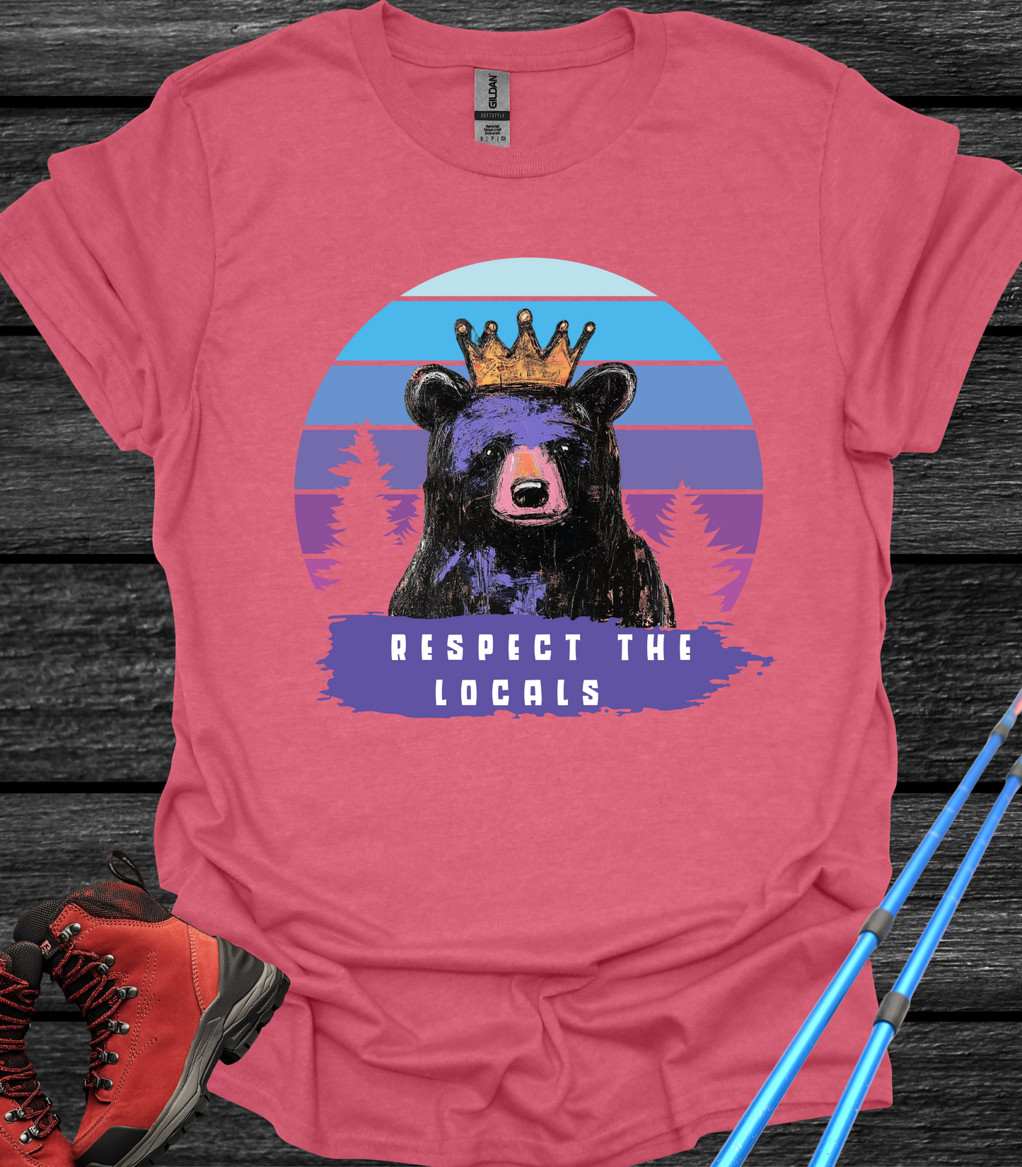 Respect the Locals T Shirt  Vibrant Bear Graphic Tee Wildlife Conservation Shirt  Nature Lover Gift